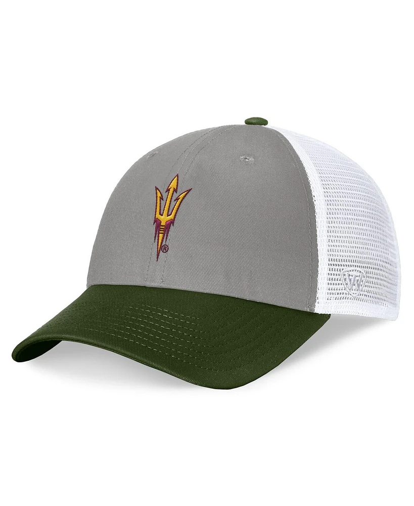 Top of the World Men's Gray/Green Arizona State Sun Devils Oht Military Appreciation Badge Trucker Adjustable Hat