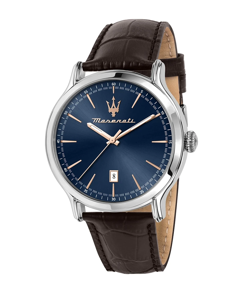 Maserati Men's Date Brown Leather Watch, 42mm