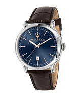 Maserati Men's Date Brown Leather Watch, 42mm
