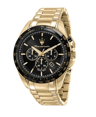 Maserati Men's Chronograph Gold Metal Band Watch, 45mm