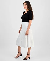 Anne Klein Women's Pull-On Tiered Midi Skirt