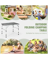 Folding Grill Table for Camping Lightweight Aluminum Metal Grill Stand Table