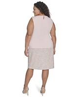 Calvin Klein Plus Solid Pleated-Neck Sleeveless Top
