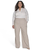 Calvin Klein Plus Windowpane Wide-Leg Pants