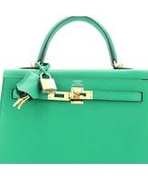 Pre-Owned Hermes Kelly 25 Handbag Green Epsom with Gold Hardware