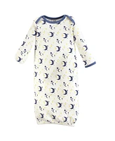 Touched by Nature Baby Boys Organic Cotton Long-Sleeve Gowns 3pk, Moon, Preemie Newborn