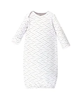 Touched by Nature Baby Boys Organic Cotton Long-Sleeve Gowns 3pk, Marching Elephant, 0-6 Months