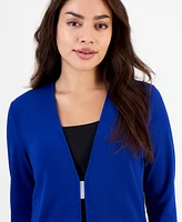 Anne Klein Petite Long-Sleeve Buckle-Closure Cardigan
