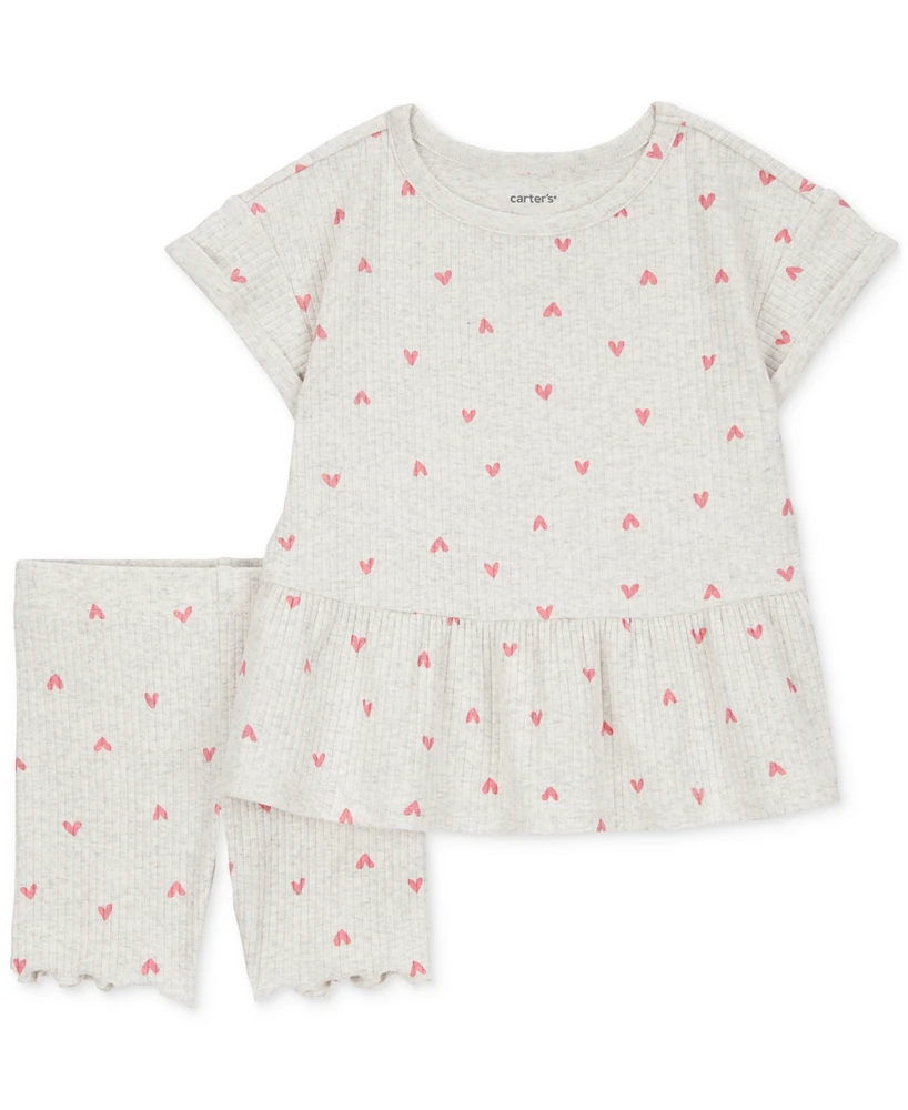 Carter's Toddler Girls Heart-Print Top & Shorts, 2 Piece Set