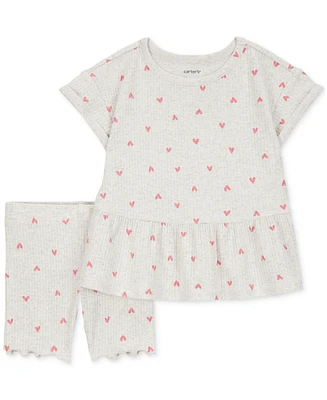 Carter's Toddler Girls Heart-Print Top & Shorts, 2 Piece Set