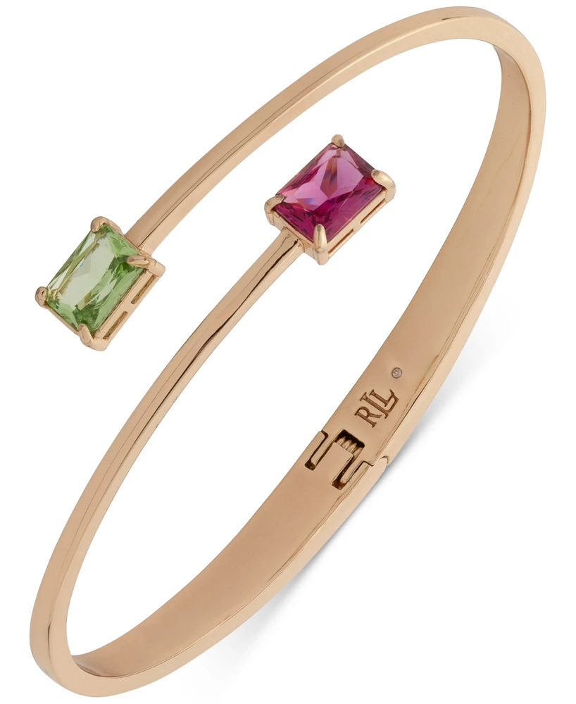 Lauren Ralph Gold-Tone Stone Bypass Cuff Bracelet