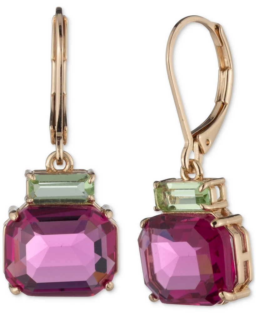 Lauren Ralph Gold-Tone Stone Leverback Drop Earrings