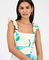 Rachel Roy Women's Printed Ruffle-Sleeve Dress