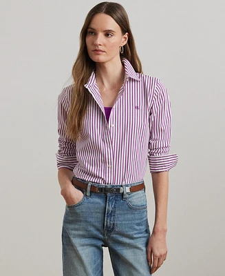 Lauren Ralph Women's Classic-Fit Striped Broadcloth Shirt