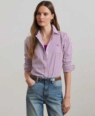 Lauren Ralph Lauren Womens Classic Fit Striped Broadcloth Shirt Pxs 3x