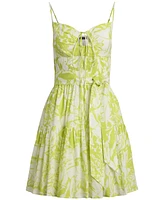 Lauren Ralph Lauren Women's Floral Belted Voile Sleeveless Dress