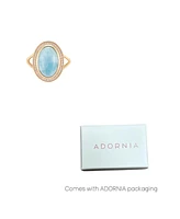Adornia Fine Larimar Halo Ring 14k gold vermeil