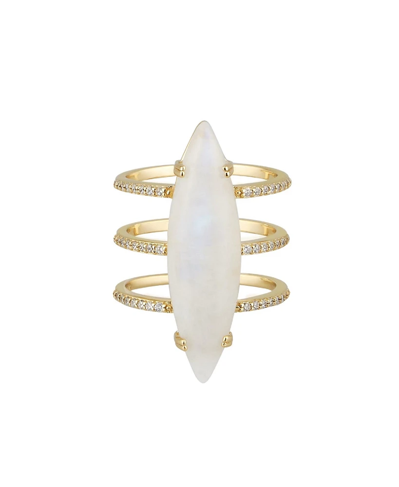 Adornia Fine Moonstone Marquis Ring 14k gold vermeil