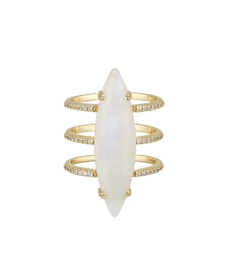 Adornia Fine Moonstone Marquis Ring 14k gold vermeil