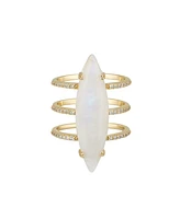Adornia Fine Moonstone Marquis Ring 14k gold vermeil