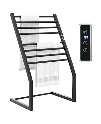 8 Bars Freestanding Wall Mounted Towel Warmer Rack with Led Display