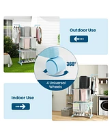 4-tier Clothes Drying Rack with Rotatable Side Wings and Collapsible Shelves