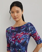 Lauren Ralph Women's Print Stretch Cotton Boatneck Tee