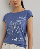 Lauren Ralph Women's Cotton-Blend Jersey Graphic Tee