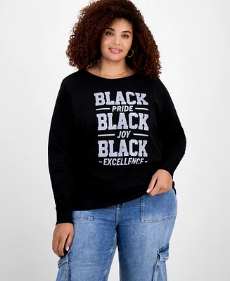 Hybrid Apparel Trendy Plus Size Black History Month Graphic Long Sleeve Tee