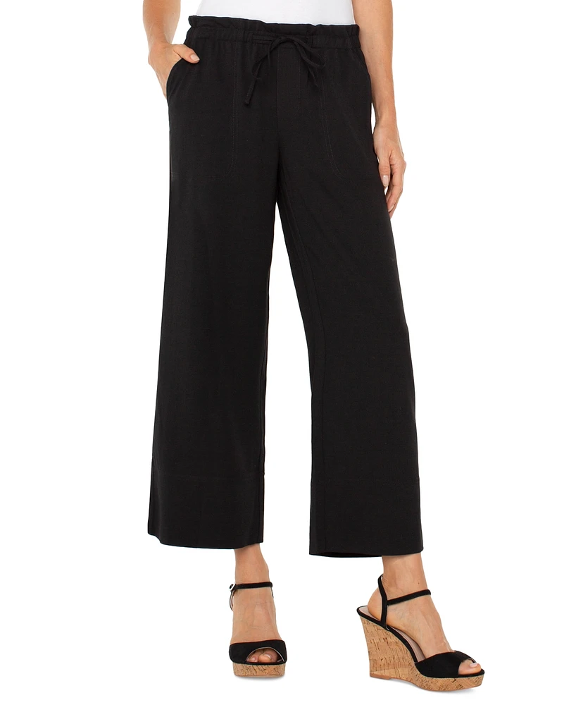 Liverpool Los Angeles Petite Cropped Pull-On Wide-Leg Pants