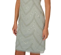 Adrianna Papell Women's Beaded Cap-Sleeve Sheath Dress