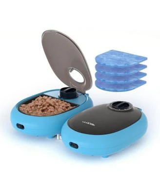 Automatic Cat Feeder48 Hour Timer Cat Bowl With Ice Gel Pack Refrigeration Functionperfect For Puppies Kittens In Yogurtcanand Wet Food Feedingblue