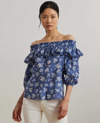 Lauren Ralph Women's Floral Voile Off-the-Shoulder Blouse