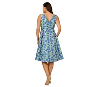 Adrianna Papell Plus Tulip Jacquard Sleeveless Dress