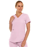 Medichic Plus Ruth 3-Pocket Multi Stitch V-Neck Scrub Top, Pewter, 3X Large