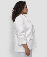 Dkny Plus Ruched-Sleeve One-Button Blazer