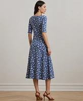 Lauren Ralph Women's Floral Stretch Cotton Midi Dress