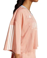 adidas Women's Tiro Cut 3-Strippes Oversized Mesh T-Shirt