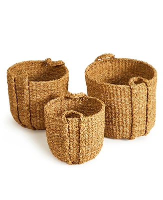 Seagrass Round Drum Baskets, Set Of 3
