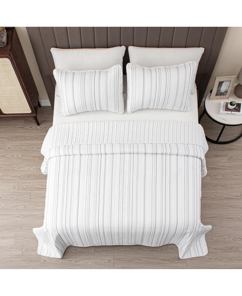 Linery & Co. Delicate Stripes Microfiber Quilt Set With Shams