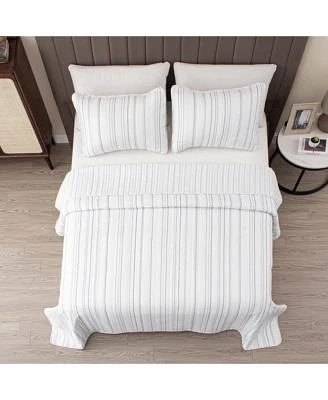 Linery Co. Delicate Stripes Microfiber Quilt Set With Shams