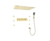 Casainc Led Light Ceiling-Mounted Thermostatic Shower System With Body Jets Handheld