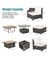 Gymax 7 Piece Patio Pe Wicke Furniture Set Conversation Sectional Sofa w/ Cushions