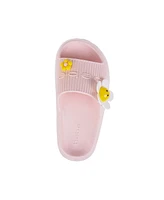 Bebe Little and Big Girls Cute Trendy with Flower Charms Slides