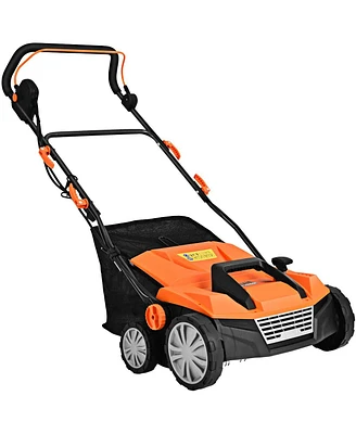 15 Inch 13 Amp Electric Scarifier with Collection Bag and Removable Blades