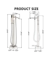 Freestanding Floor Mounted Bathtub Faucet with Hand Shower - Modern Design, Anti-Scald, and Easy Installation