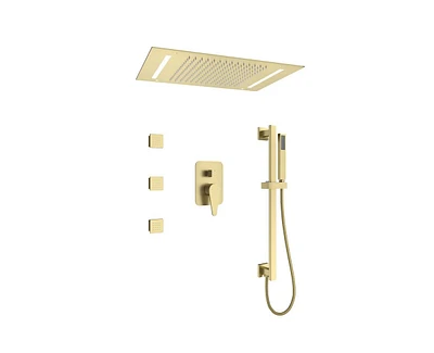 Casainc Led Light Pressure-balanced Valve Included All-In-One Kit With Rough In-Valve Thermostatic Shower System Body Jets