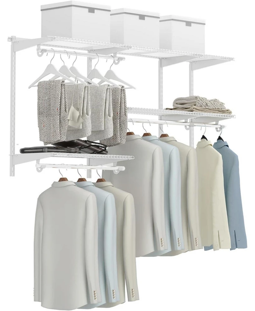 Custom Closet Organizer Kit 3 to 5 Feet Wall-Mounted Closet System with Hang Rod