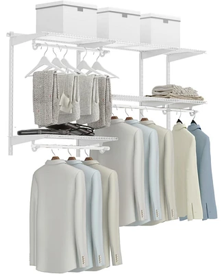 Custom Closet Organizer Kit 3 to 5 Feet Wall-Mounted Closet System with Hang Rod