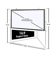 Pyle Outdoor Projector Screen – 72" Portable Viewing Display with Frame Stand, Hd 16:9 Display